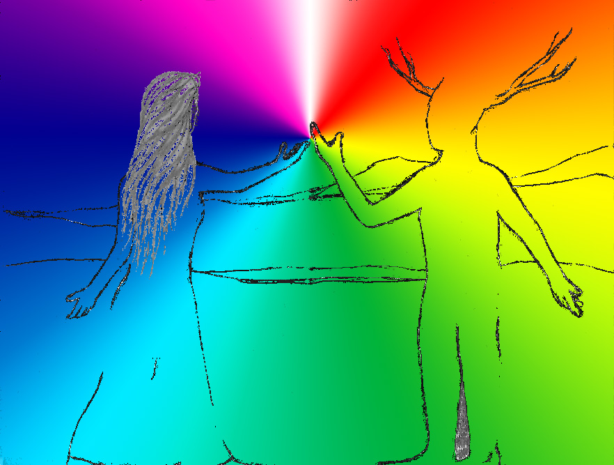 Goddess and God handfasting, rainbow burst